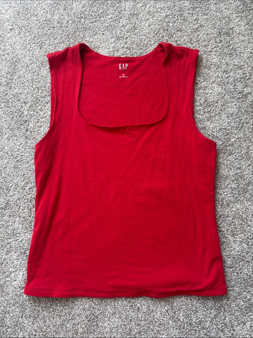 GAP Women's Bright Cherry Red Square Neck Tank Cotton